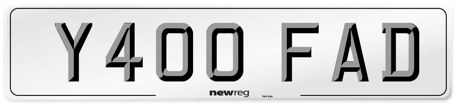 Y400 FAD Number Plate from New Reg